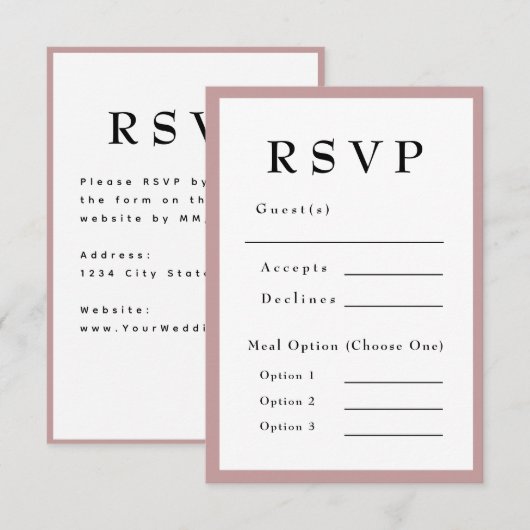 Blush Pink Timeless Wedding RSVP (正面/裏面)
