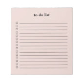 Blush Pink To Do List Minimalist Teacher Simple ノートパッド (正面)