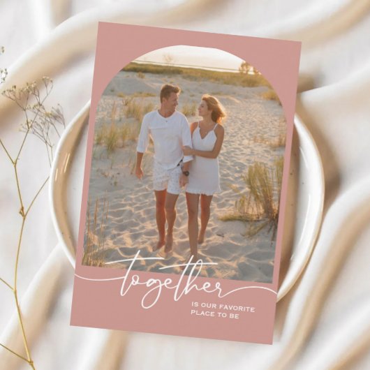 Blush Pink Together Typography Couple Valentine カード