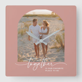 Blush Pink Together Typography Couple Valentine スクエア壁時計