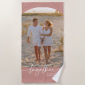 Blush Pink Together Typography Couple Valentine ビーチタオル (正面)