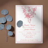 Blush Pink Toile de Jouy Bridal Shower Invitation 招待状