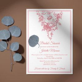 Blush Pink Toile de Jouy Bridal Shower Invitation 招待状