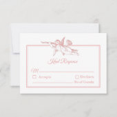 Blush Pink Toile de Jouy Cherub Wedding RSVP Card (正面)
