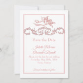 Blush Pink Toile de Jouy Paris Save the Date Card セーブザデート (正面)