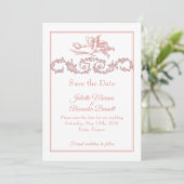 Blush Pink Toile de Jouy Paris Save the Date Card セーブザデート (スタンド正面)