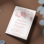 Blush Pink Toile de Jouy Paris Wedding Invitation 招待状