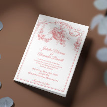 Blush Pink Toile de Jouy Paris Wedding Invitation