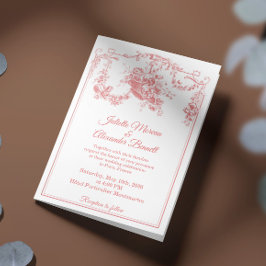 Blush Pink Toile de Jouy Paris Wedding Invitation 招待状