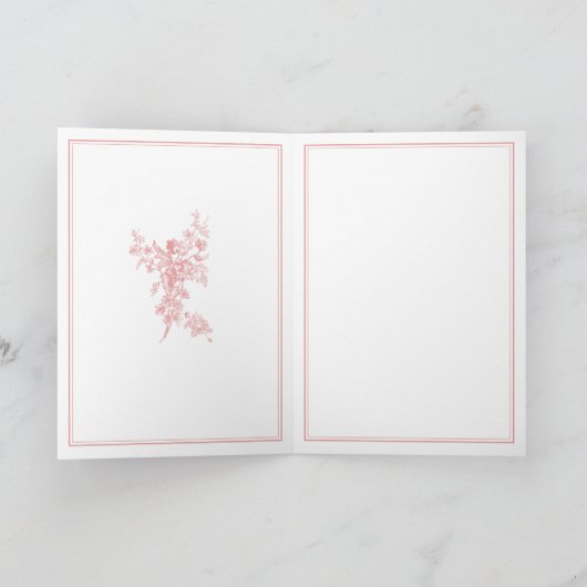 Blush Pink Toile de Jouy Paris Wedding Invitation 招待状 (内部)
