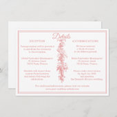 Blush Pink Toile de Jouy Wedding Details Enclosure エンクロージャーカード (正面/裏面)
