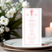 Blush Pink Toile de Jouy Wedding Menu Card メニュー