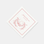 Blush Pink Toile de Jouy Wedding Paper Napkins スタンダードカクテルナプキン (角)