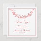 Blush Pink Toile de Jouy Wedding Thank You Card サンキューカード (正面)