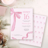 Blush Pink trendy Bow Ribbon Coquette Sweet 16 招待状