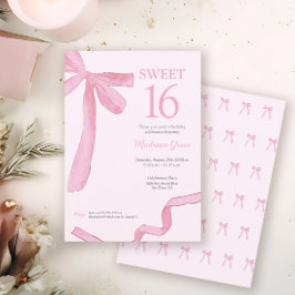 Blush Pink trendy Bow Ribbon Coquette Sweet 16  招待状