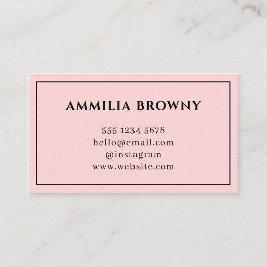 Blush Pink Typography | Elegant Chic Feminine  名刺 (裏面)