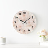 Blush Pink Umbrellas Stripes ラージ壁時計 (ホーム)