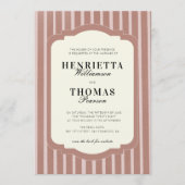 Blush Pink Vertical Stripe QR Wedding Invite 招待状 (正面)