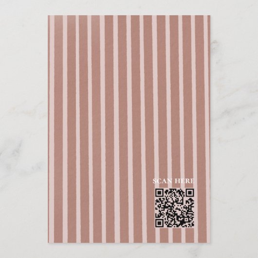 Blush Pink Vertical Stripe QR Wedding Invite 招待状 (裏面)
