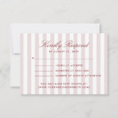 Blush Pink Vertical Stripes Modern Wedding RSVP Ca 招待状 (正面)