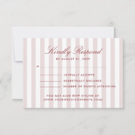 Blush Pink Vertical Stripes Modern Wedding RSVP Ca 招待状