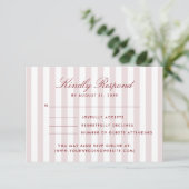 Blush Pink Vertical Stripes Modern Wedding RSVP Ca 招待状 (スタンド正面)