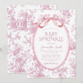 Blush Pink Vintage Chinoiserie Girl Baby Sprinkle 招待状 (正面/裏面)