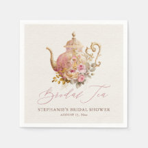 Blush Pink Vintage Floral Teapot Bridal Shower Tea