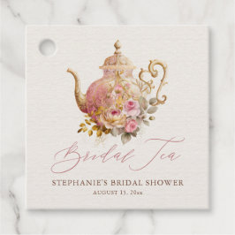 Blush Pink Vintage Floral Teapot Bridal Shower Tea フェイバータグ
