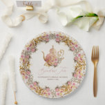 Blush Pink Vintage Floral Teapot Bridal Shower Tea ペーパープレート<br><div class="desc">Add a beautiful and elegant touch to your celebration with these Blush Pink Floral Teapot Bridal Tea Paper Plates, perfect for a charming tea party bridal shower or bridal tea celebration. The design features a romantic vintage teapot surrounded by delicate blush roses, soft greenery, and gold botanical accents arranged in...</div>