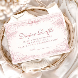 Blush Pink Vintage Toile Lamb Diapper Raffle エンクロージャーカード
