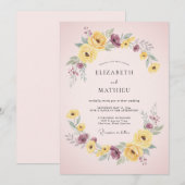 Blush Pink Vivacious Springtime Wedding 招待状 (正面/裏面)
