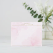 Blush Pink Watercolor and Gold Note Card サンキューカード (スタンド正面)
