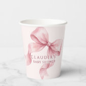 Blush Pink Watercolor Bow Baby Shower  紙コップ (裏面)