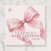 Blush Pink Watercolor Bow Baby Shower Thank You フェイバータグ (正面)