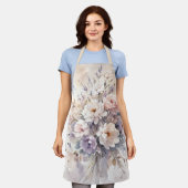 Blush Pink Watercolor Floral エプロン (着用した状態)