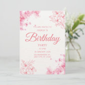 Blush Pink Watercolor Floral Birthday Party 招待状 (スタンド正面)