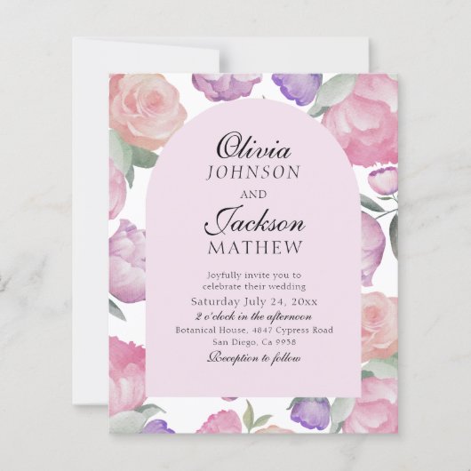 Blush Pink Watercolor Floral BUDGET Wedding (正面)