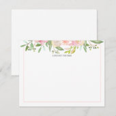 Blush Pink Watercolor Floral Personalized ノートカード (正面/裏面)