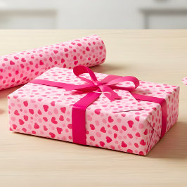 Blush Pink Watercolor Hearts Valentine Gift ラッピングペーパー