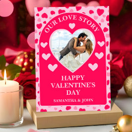 Blush Pink Watercolor Hearts Valentine Gift Photo シーズンカード