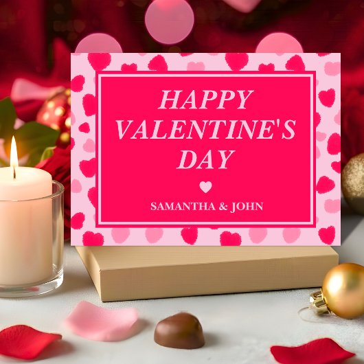 Blush Pink Watercolor Hearts Valentine’s Gift シーズンカード