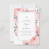 Blush Pink Watercolor Peony Wedding セーブザデート (正面)