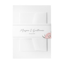 Blush Pink Watercolor Peony Wedding Belly Band 招待状ベリーバンド