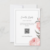 Blush Pink Watercolor Peony Wedding Response Card 出欠カード (正面)