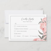 Blush Pink Watercolor Peony Wedding RSVP Card (正面)