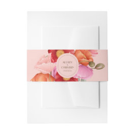 Blush Pink Watercolor Poppy Invitation Belly Band 招待状ベリーバンド