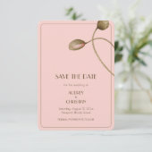 Blush Pink Watercolor Poppy Wedding  セーブザデート (スタンド正面)