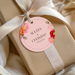 Blush Pink Watercolor Poppy Wedding Favor Tags フェイバータグ